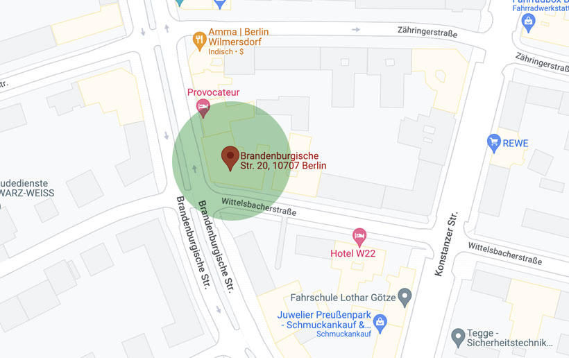 Karte vom PRP Behandlung Standort in Berlin