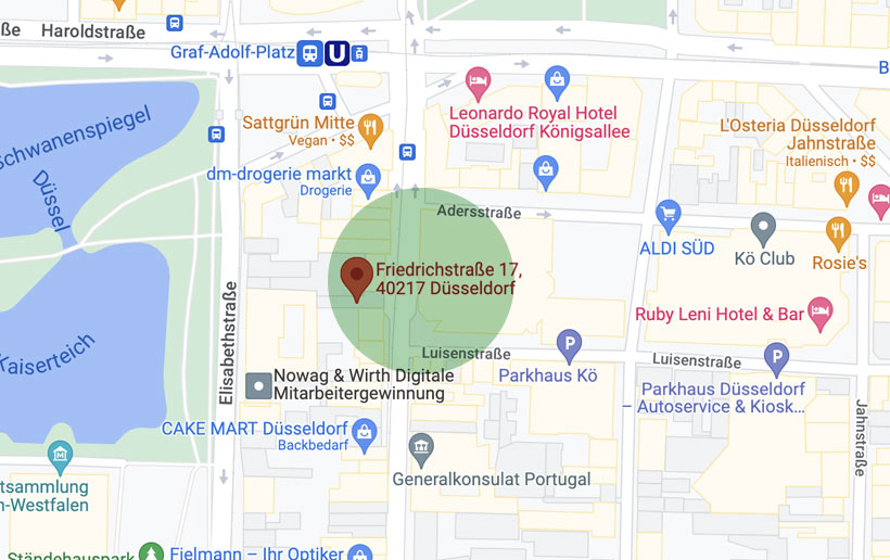 Karte vom PRP Behandlung Standort Düsseldorf